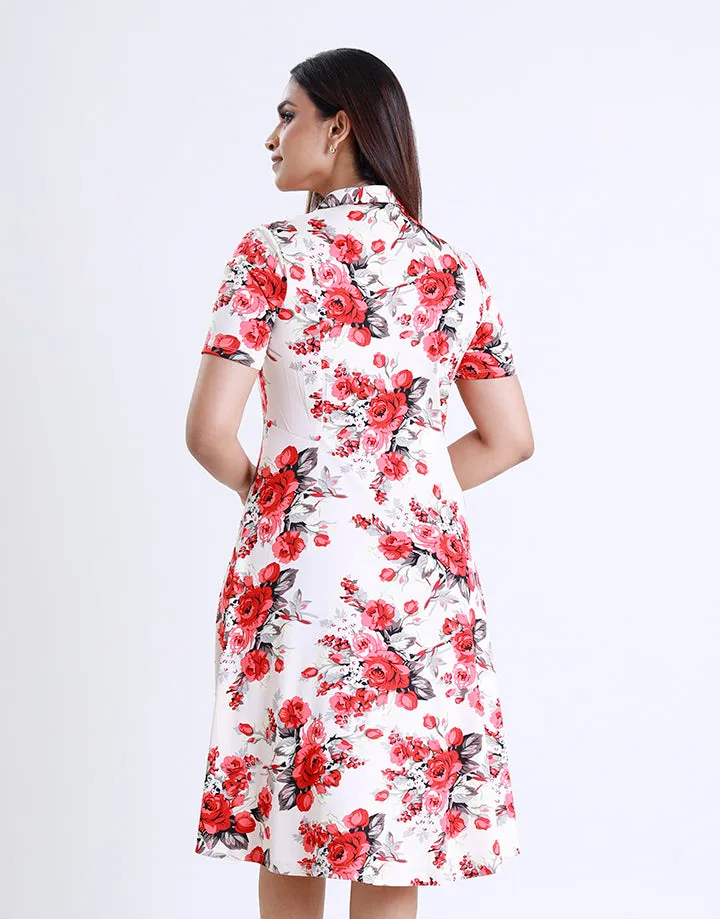 Short Sleeve Zipped Neck Dress