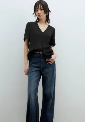 Short-Sleeved Blouse - Black