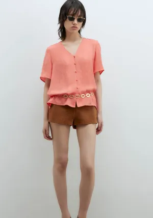 Short-Sleeved Blouse - Coral
