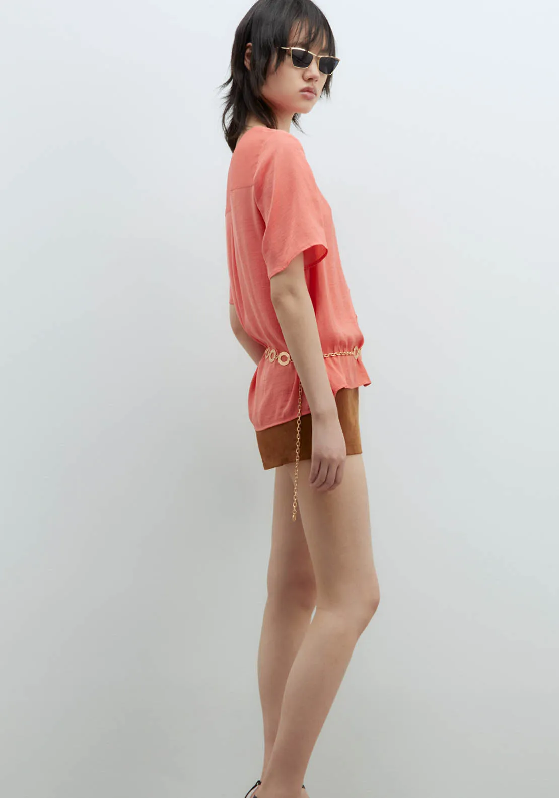 Short-Sleeved Blouse - Coral