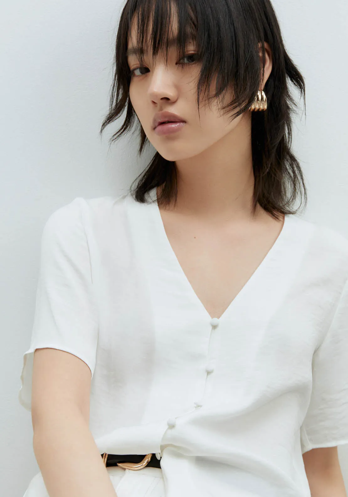 Short-sleeved blouse - White