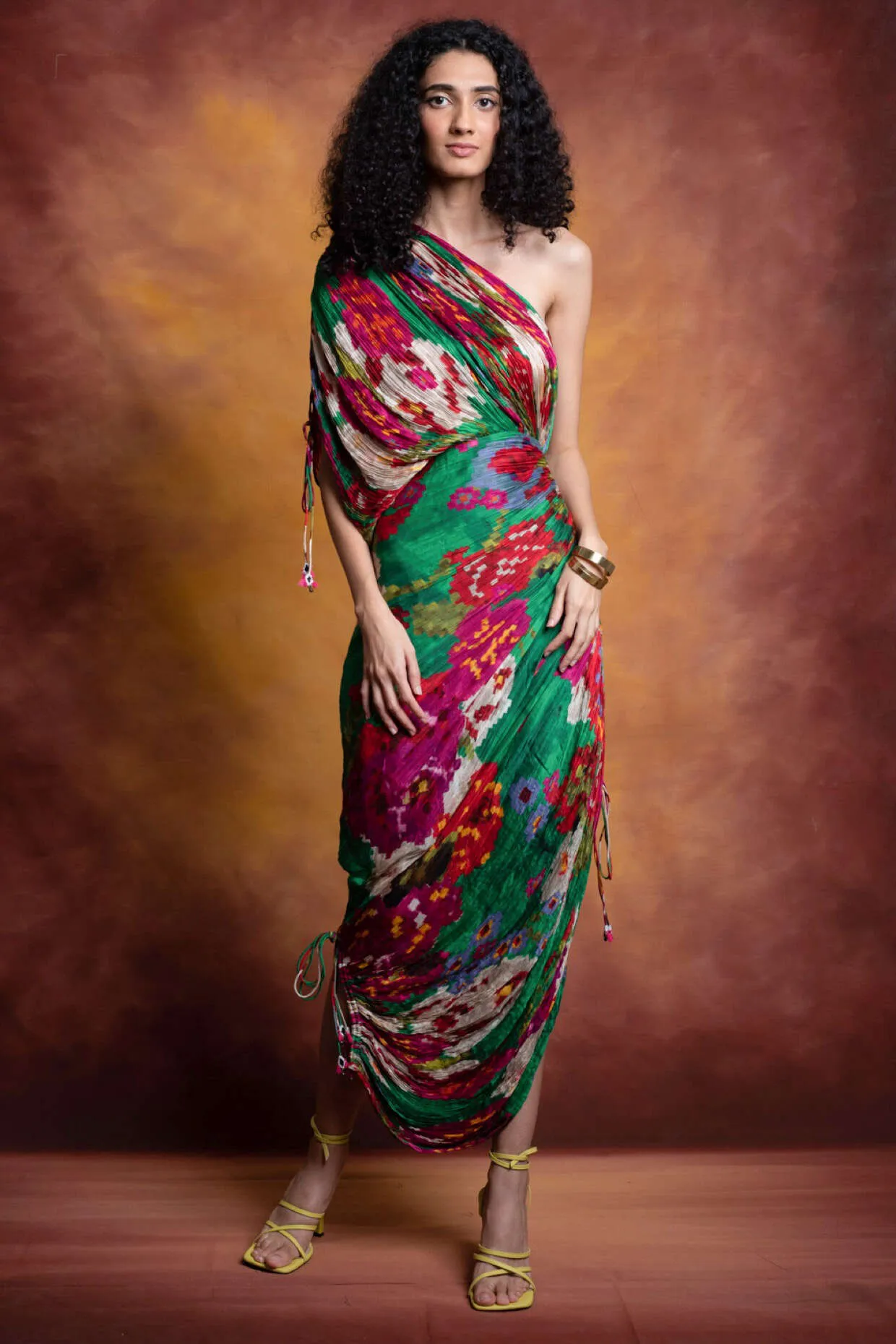 SK Sari Dress Green Multi-Color - Ready To Ship