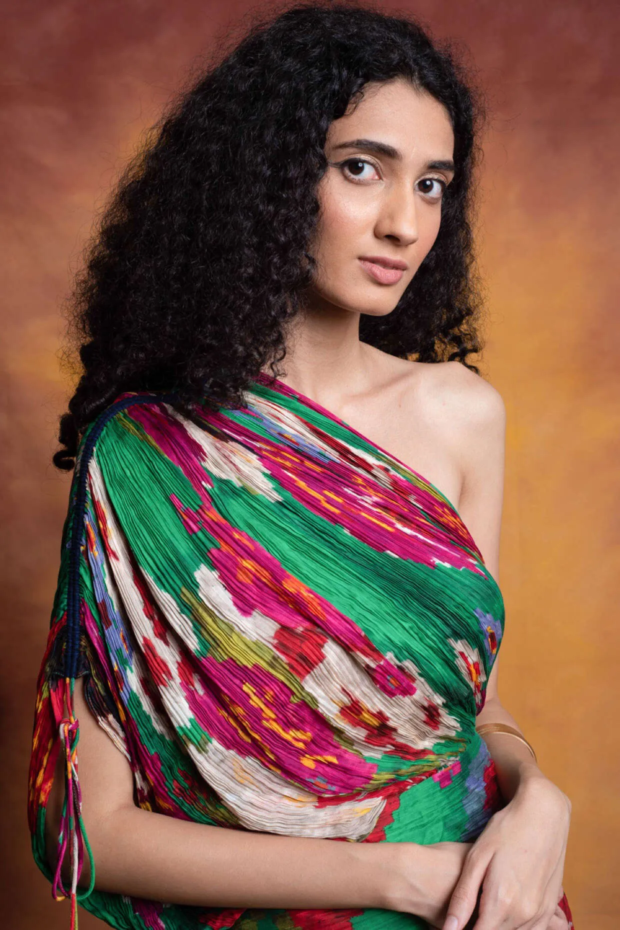 SK Sari Dress Green Multi-Color - Ready To Ship