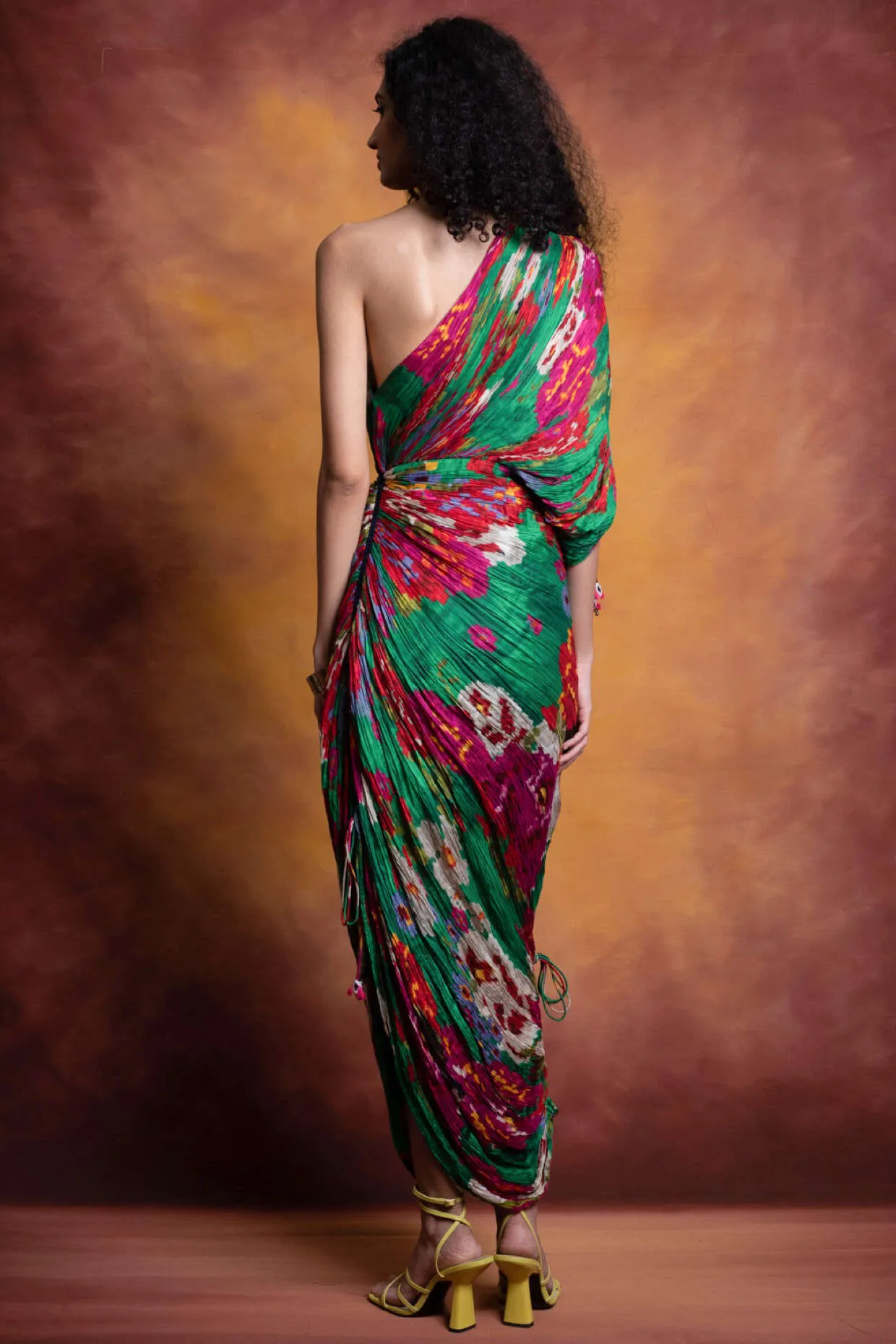 SK Sari Dress Green Multi-Color - Ready To Ship