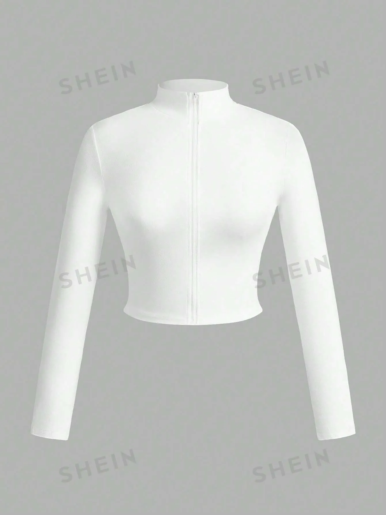 Slayr 3pcs/Set Women Simple Casual Autumn Winter Stretchy Turtleneck Zipper V-Neck Long Sleeve T-Shirts