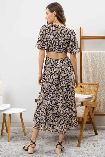 Sneak Peek Floral Open-Back Dress