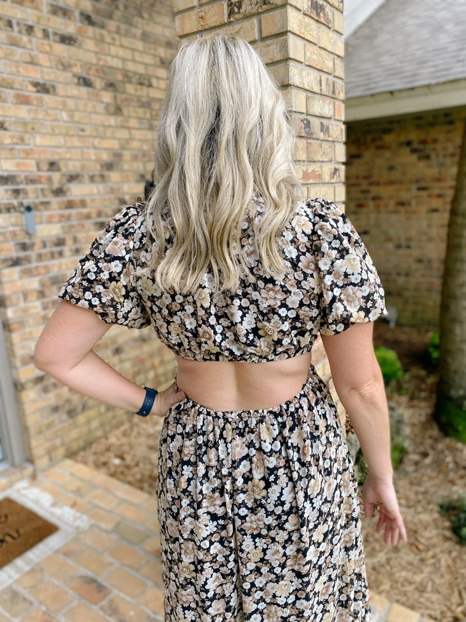 Sneak Peek Floral Open-Back Dress