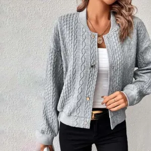Snug Insulated Knit Bomber Jacket for Women