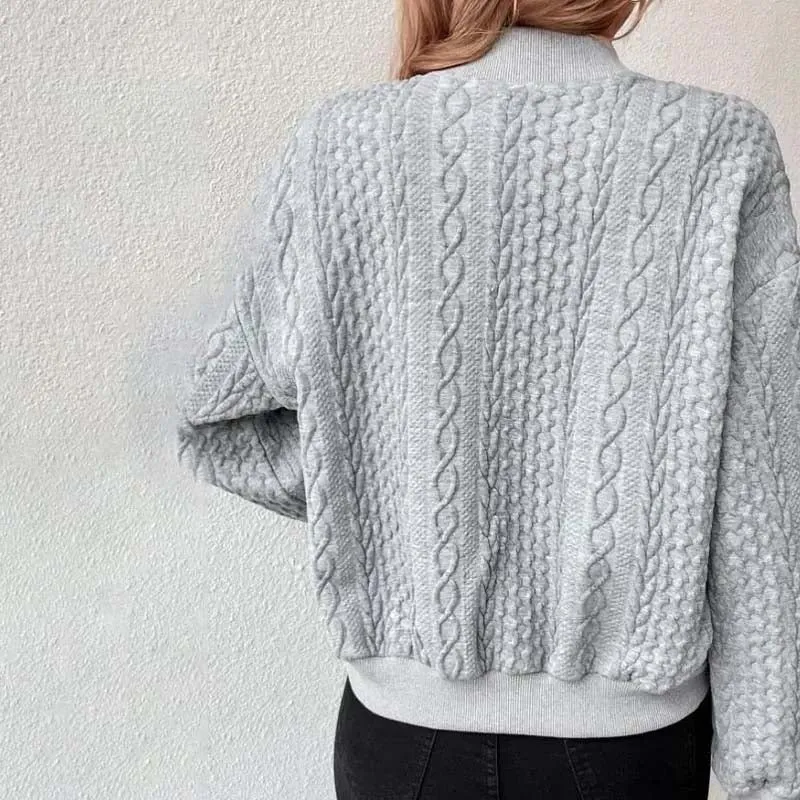 Snug Insulated Knit Bomber Jacket for Women