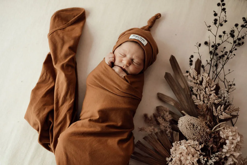 Snuggle Hunny Baby Jersey Wrap & Beanie Set - Bronze