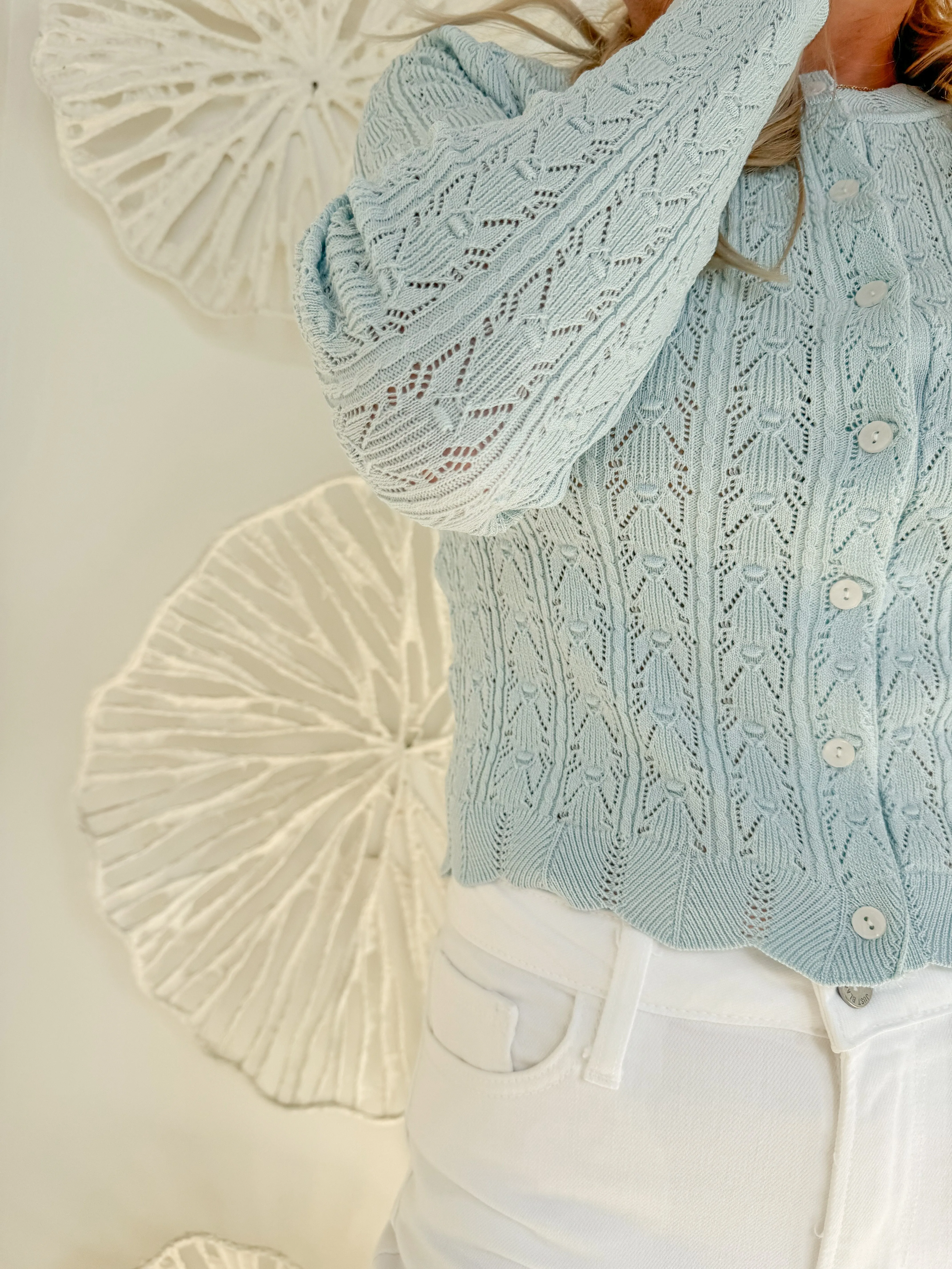 Soft Blue Button Light Sweater