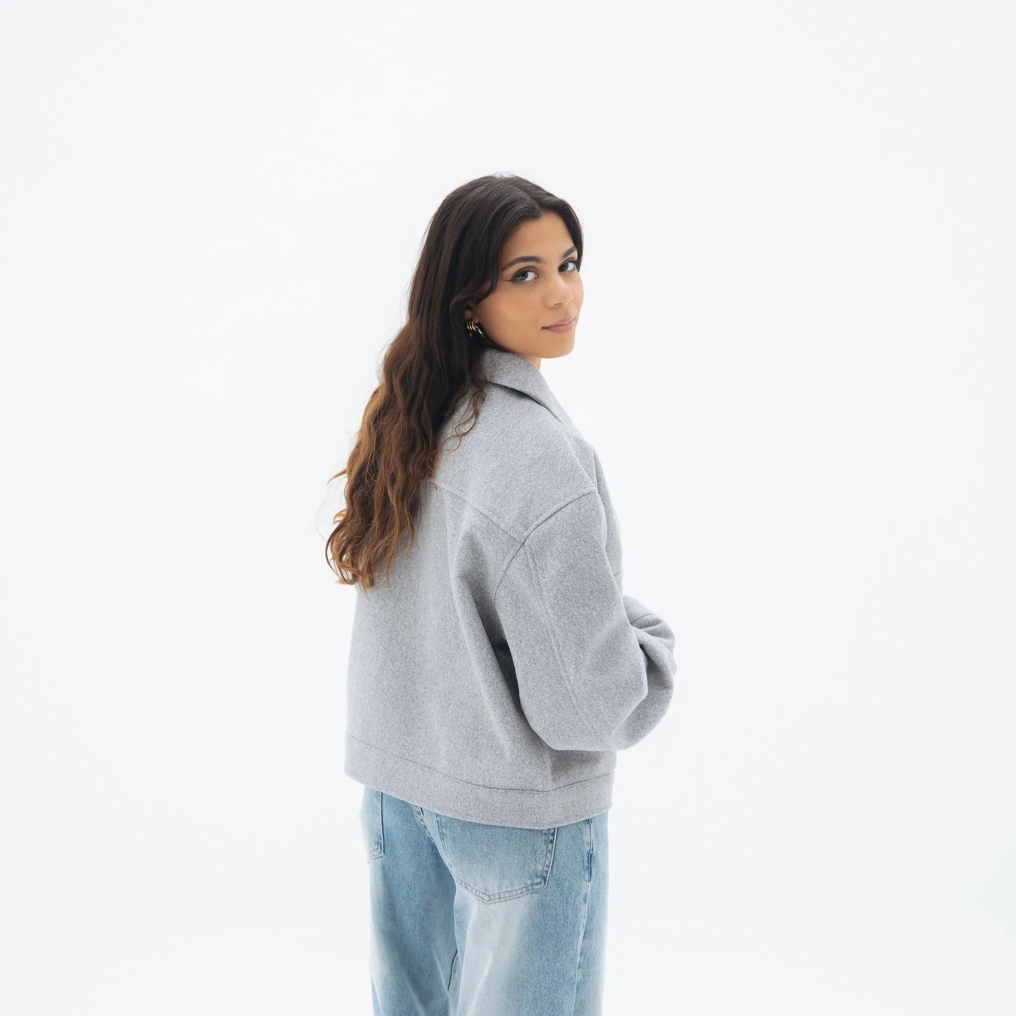 Soft cropped jacket - Light grey