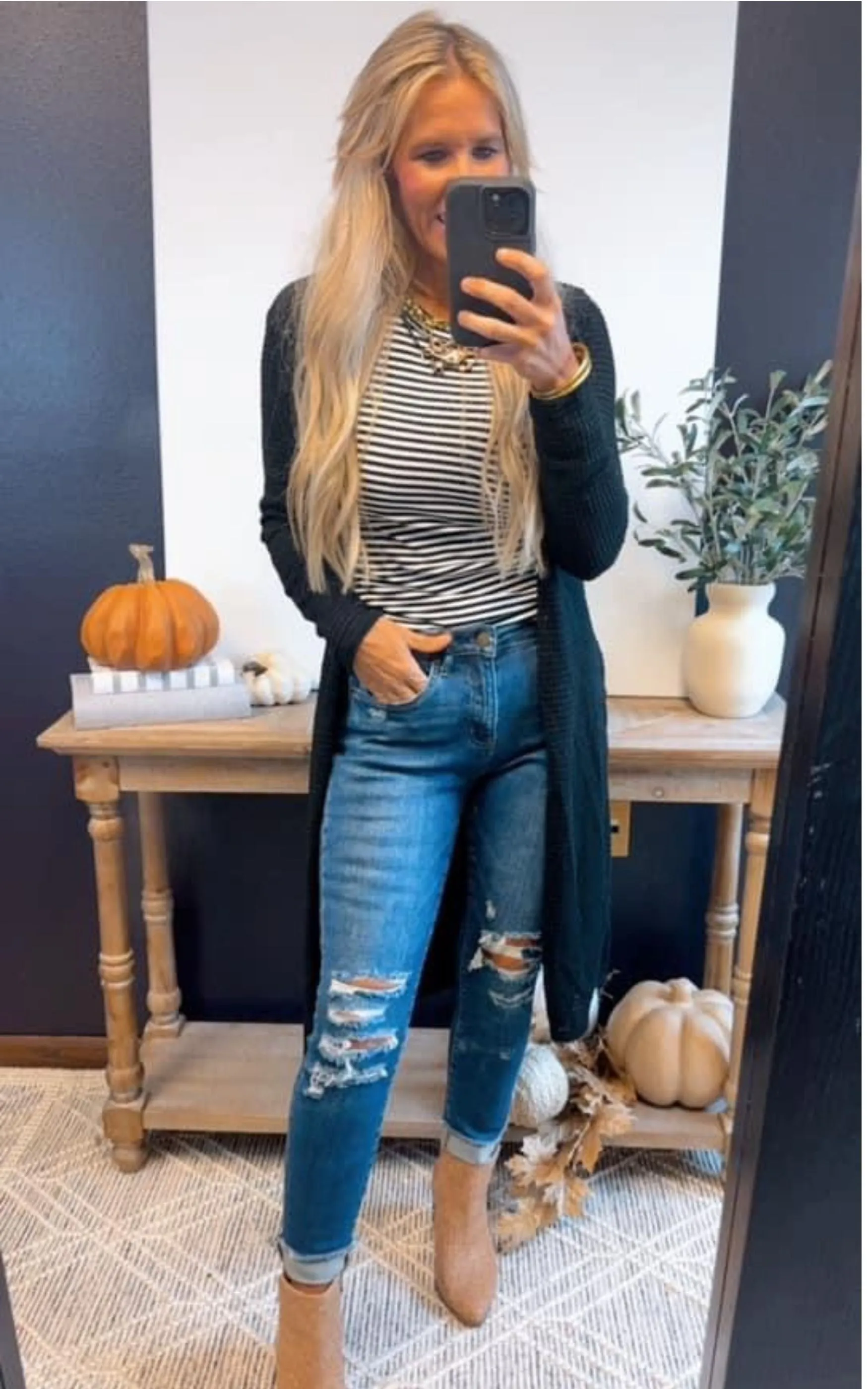 Solid Long Waffle Cardigan - Final Sale