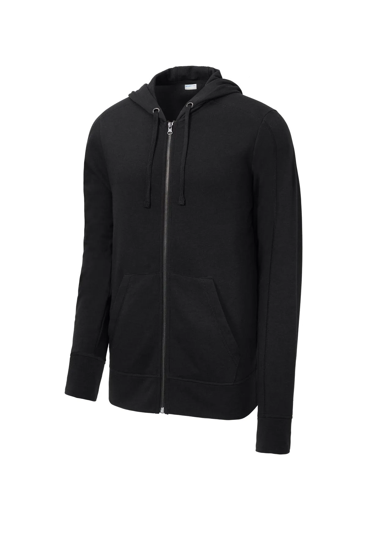 Sport-Tek  PosiCharge  Tri-Blend Wicking Fleece Full-Zip Hooded Jacket ST293 Black Triad Solid