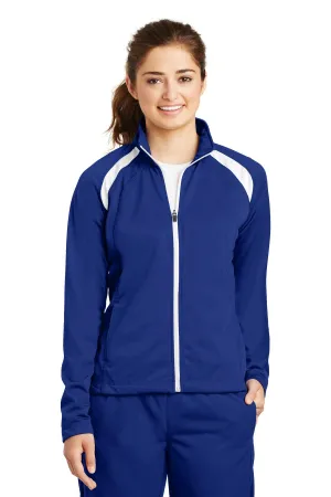 Sport-Tek Women's Tricot Track Jacket. LST90 True Royal/ White