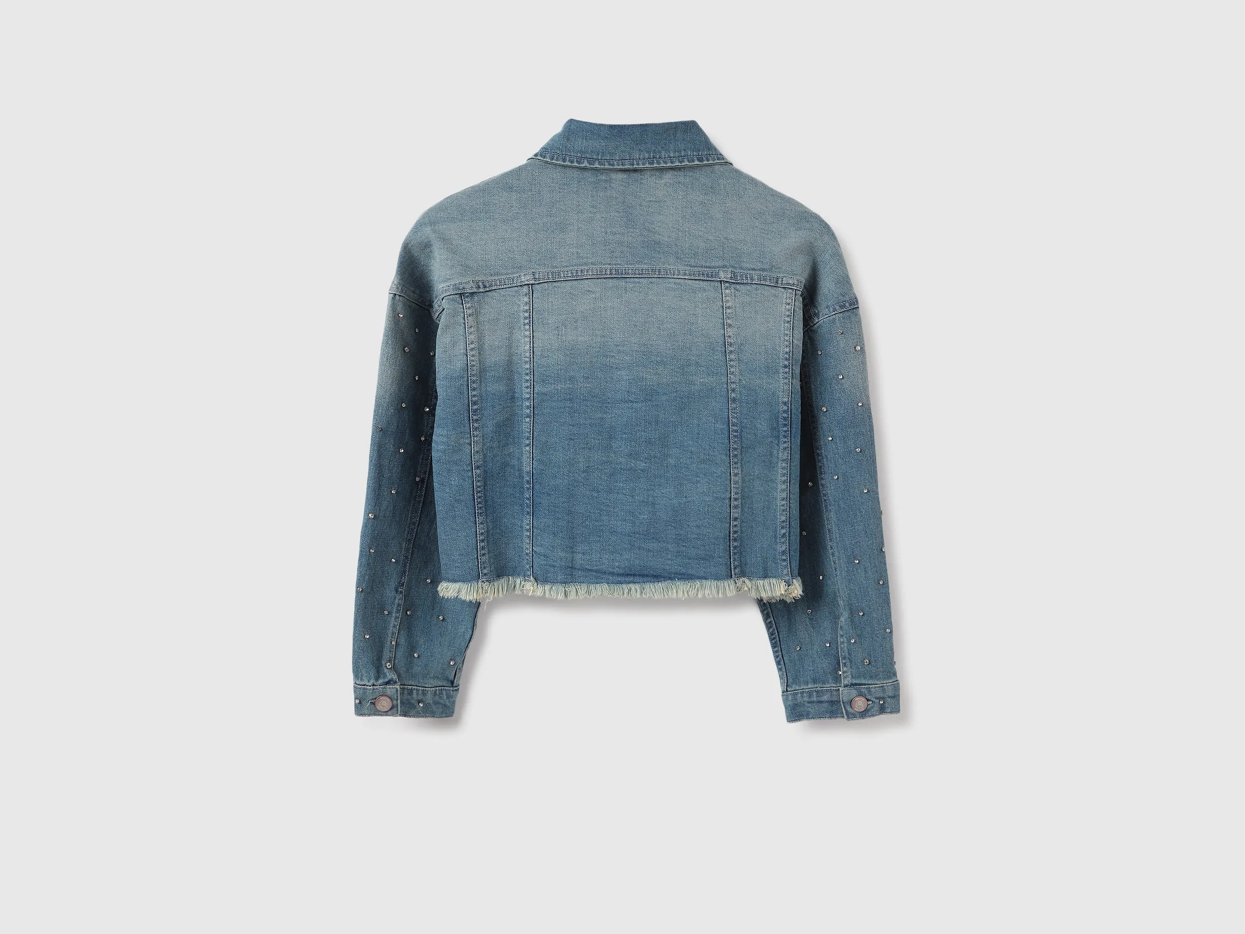 Spread Collar Sequined Denim Jacket