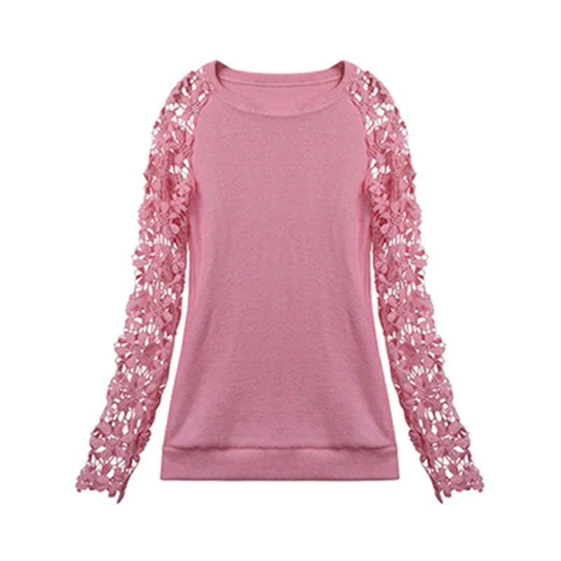 Spring Autumn Fashion Women Long Sleeve Lace Patchwork Casual Pullover Ladies Sweaters Plus Size clothes