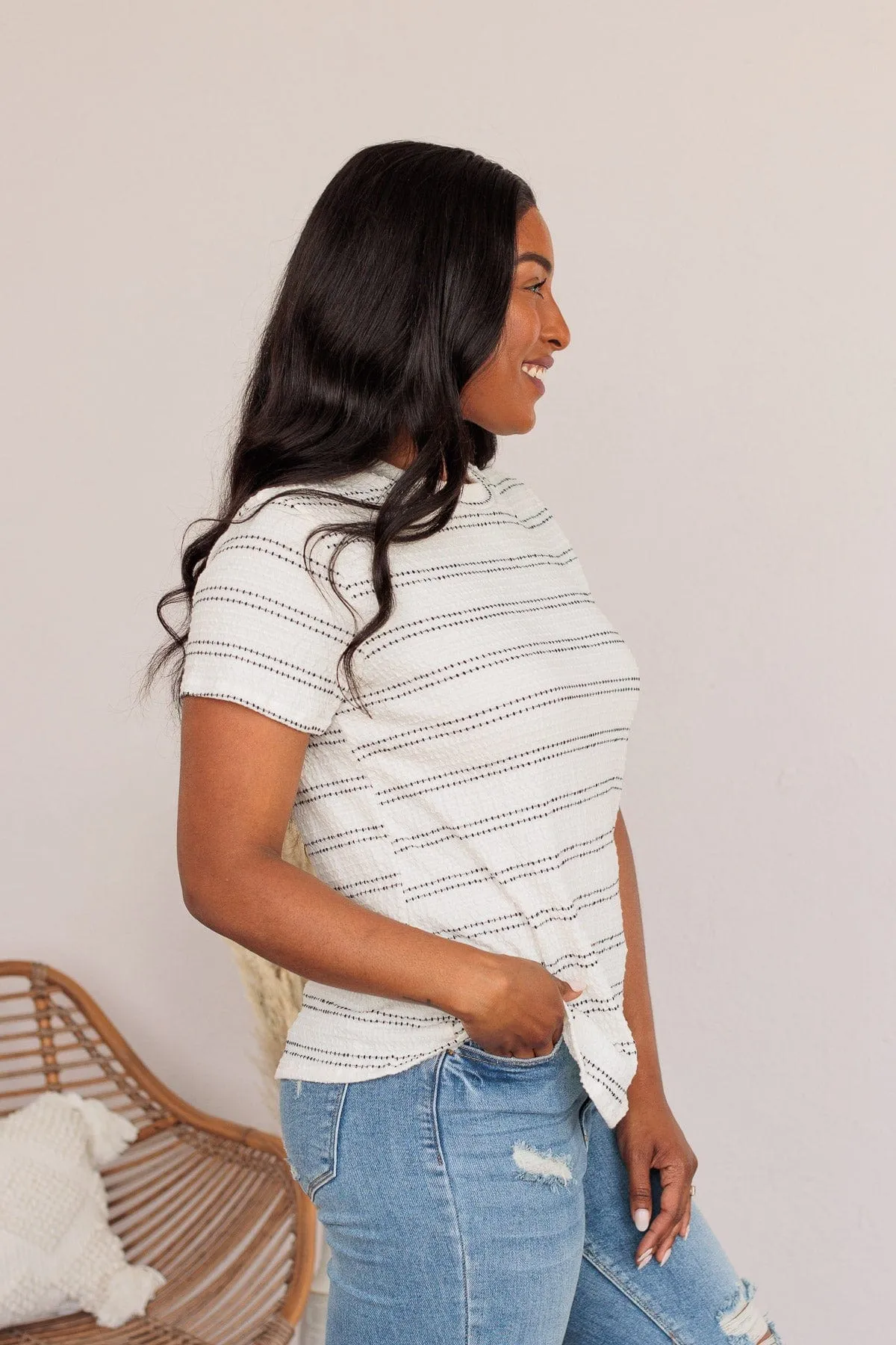 Stand Strong Together Striped Top- Ivory