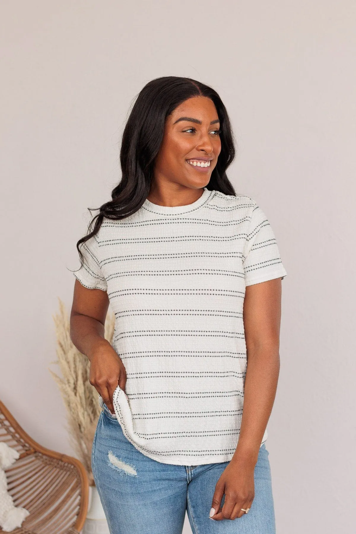 Stand Strong Together Striped Top- Ivory