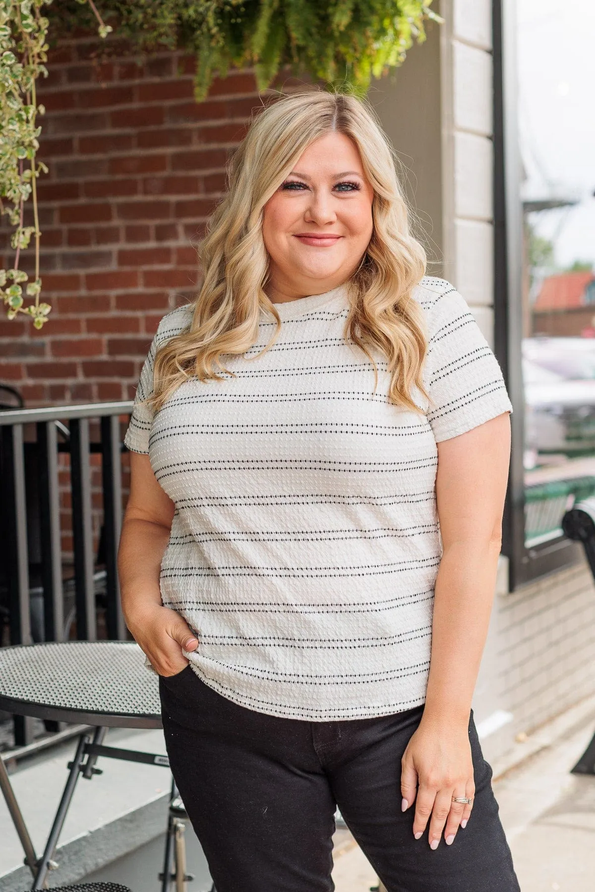 Stand Strong Together Striped Top- Ivory