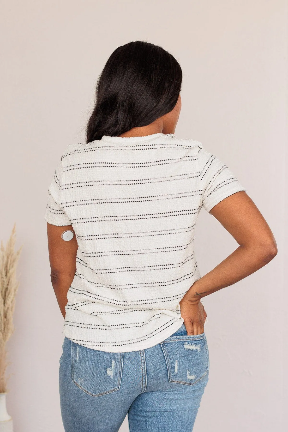 Stand Strong Together Striped Top- Ivory