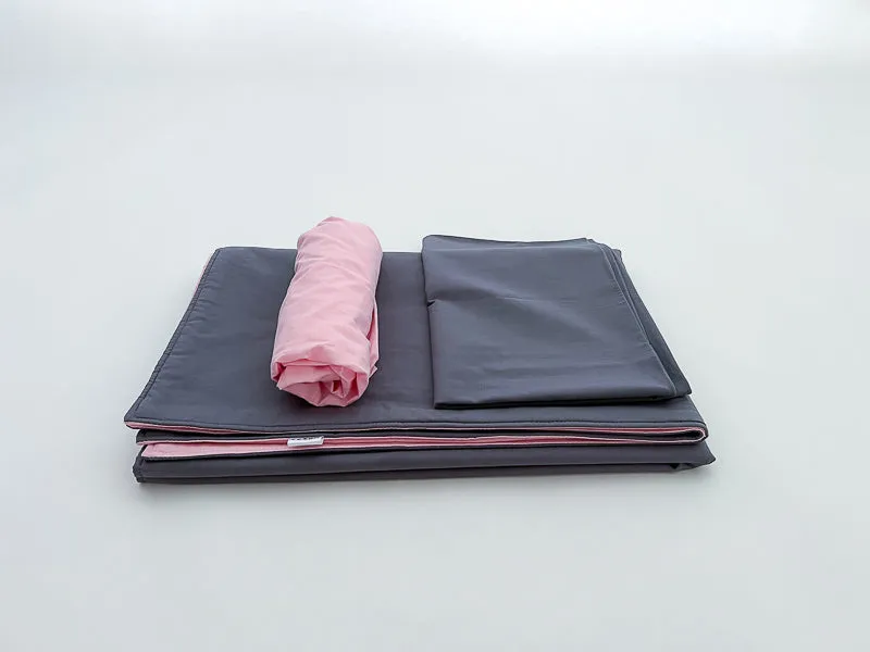 Steel Gray and Pink Toddler Crib Bedding Set
