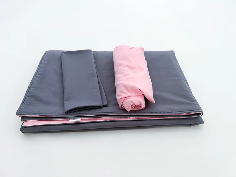 Steel Gray and Pink Toddler Crib Bedding Set