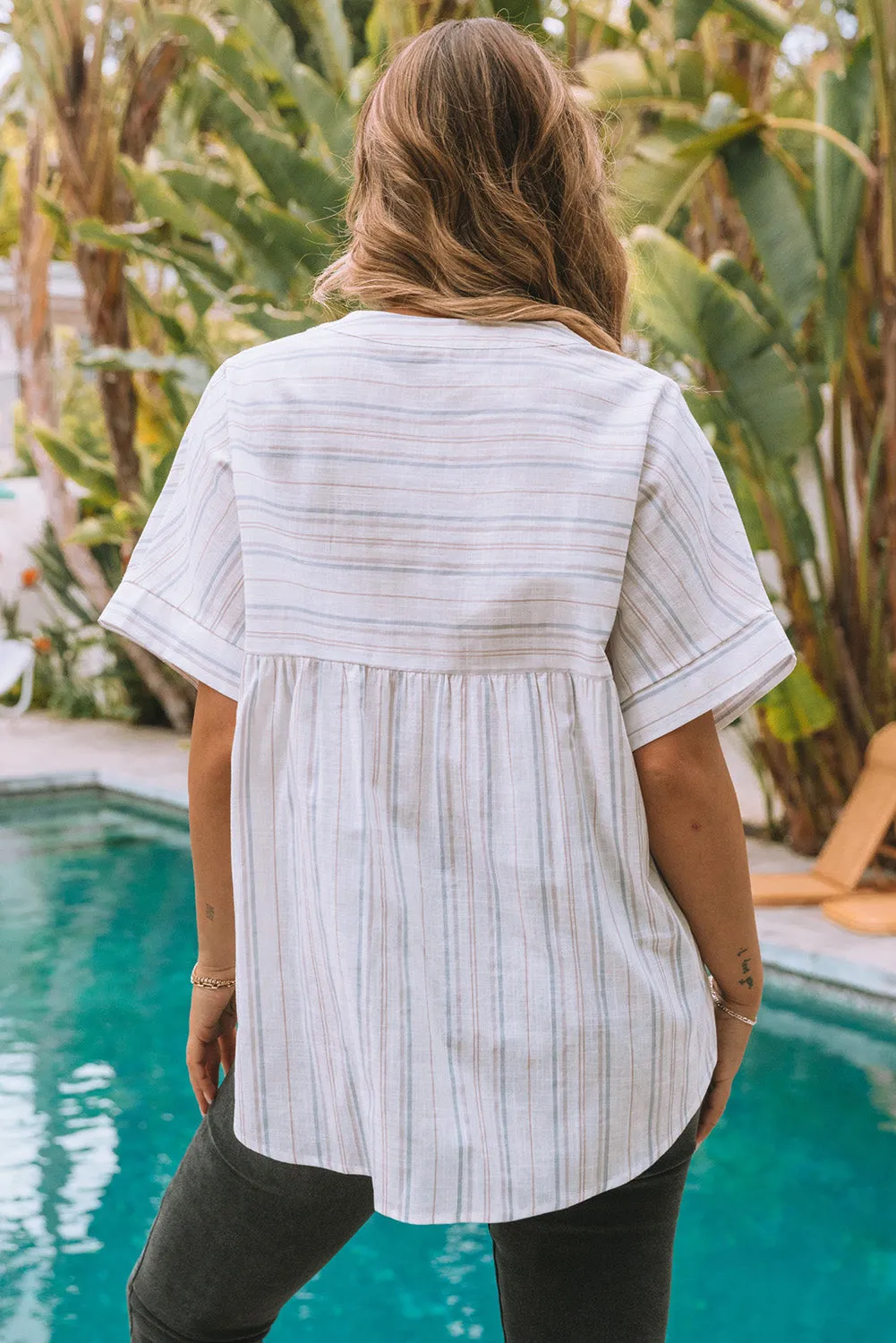 Striped Print Loose Fit Top