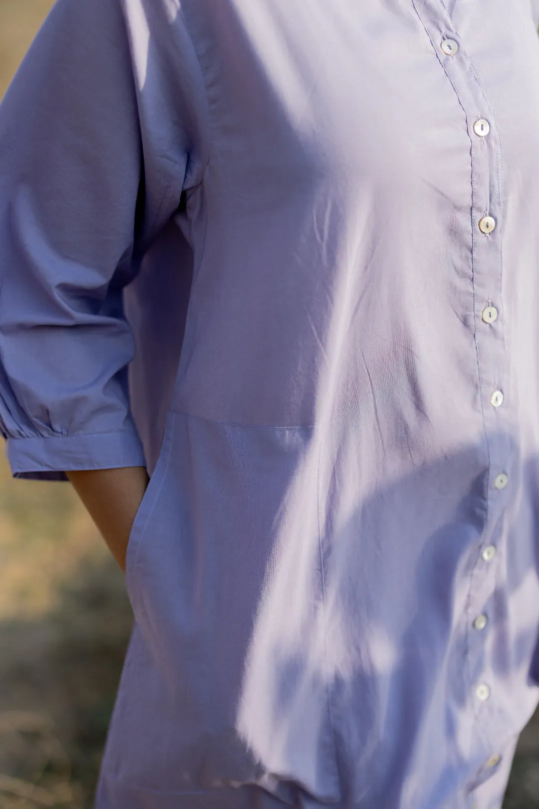 Summer Purple Buttondown Kurta Set