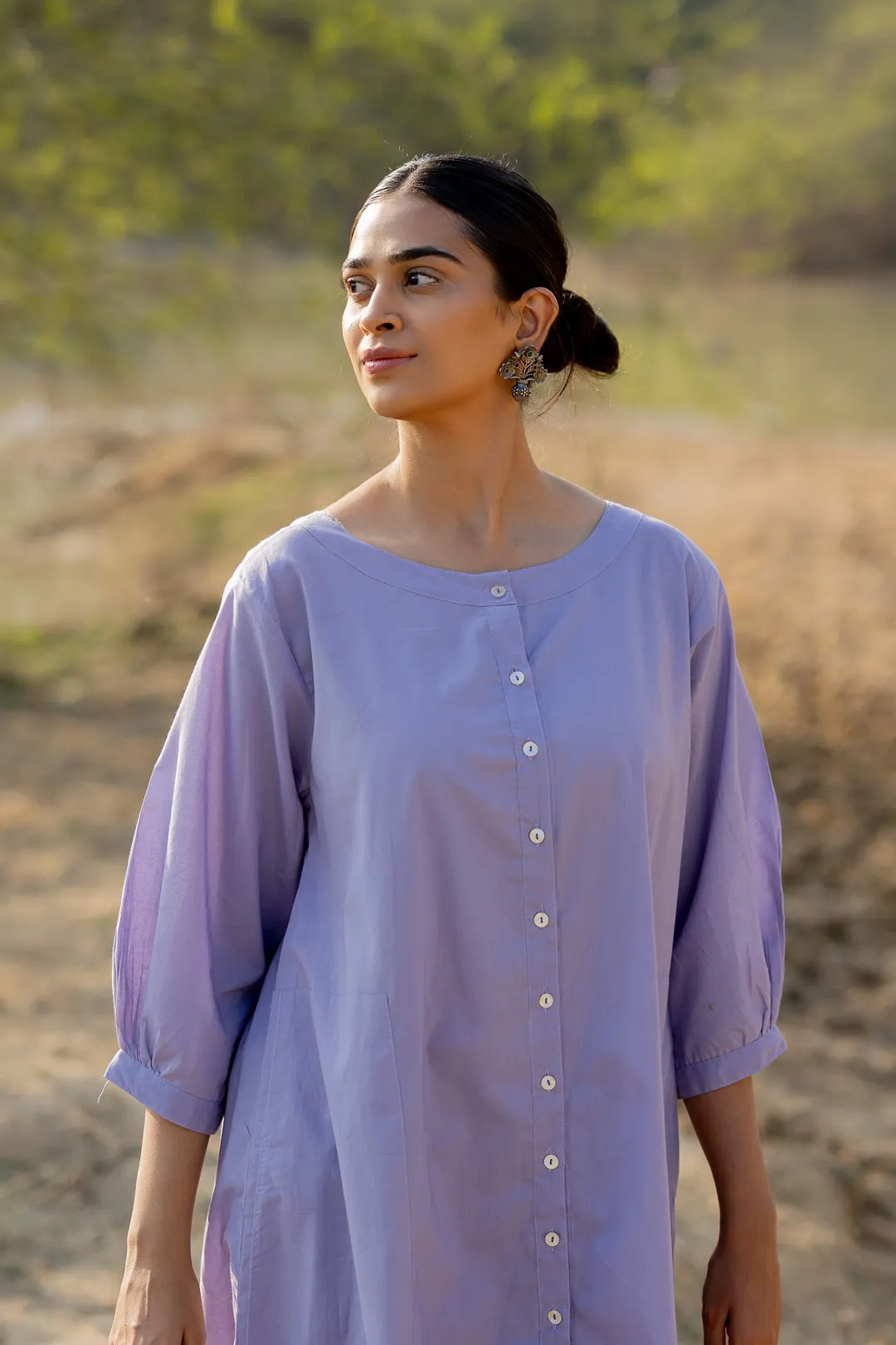 Summer Purple Buttondown Kurta Set