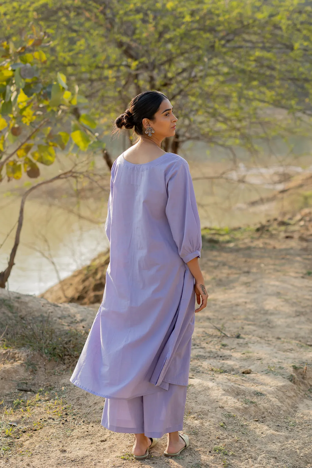 Summer Purple Buttondown Kurta Set