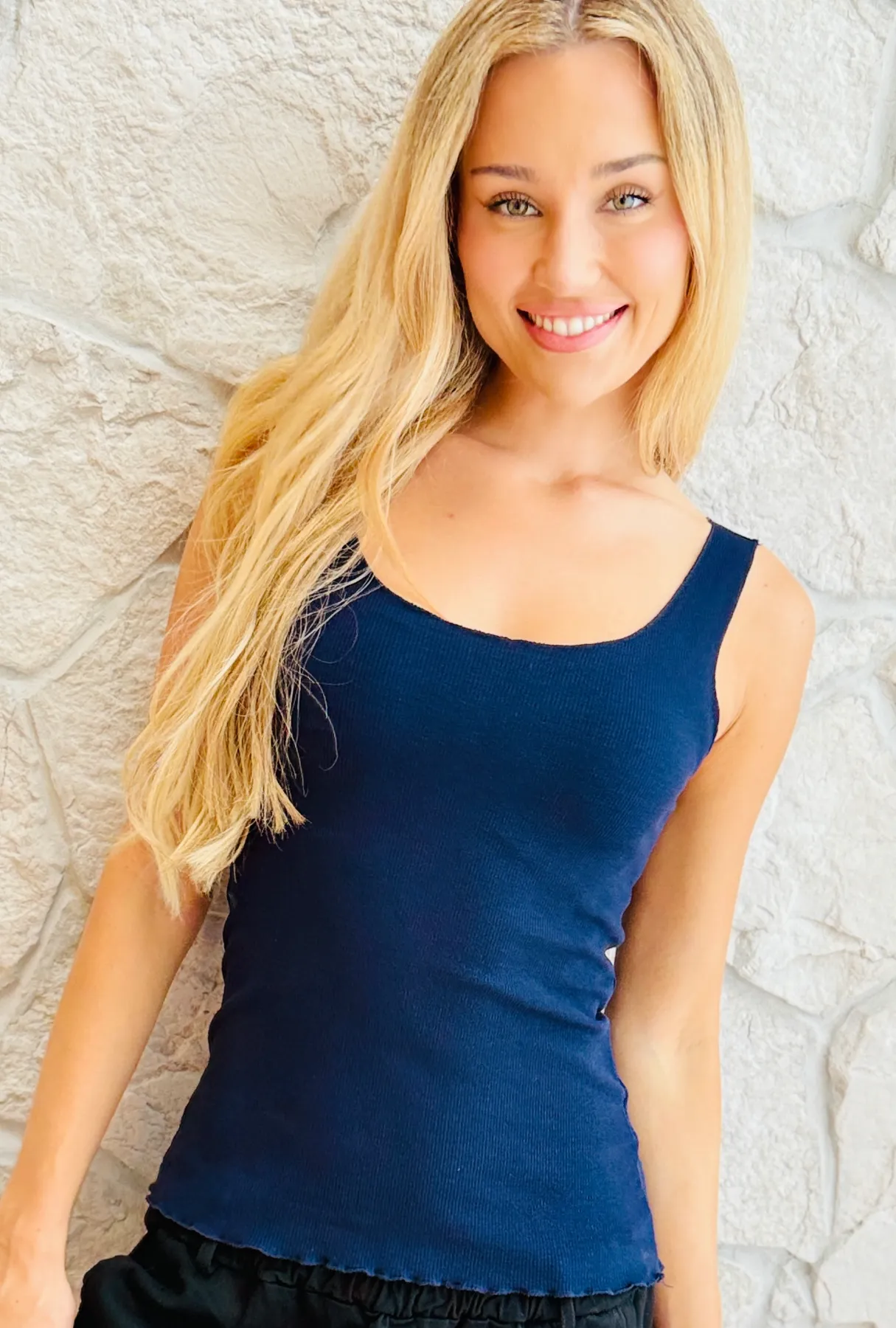 Suns Out Singlet Top - Navy