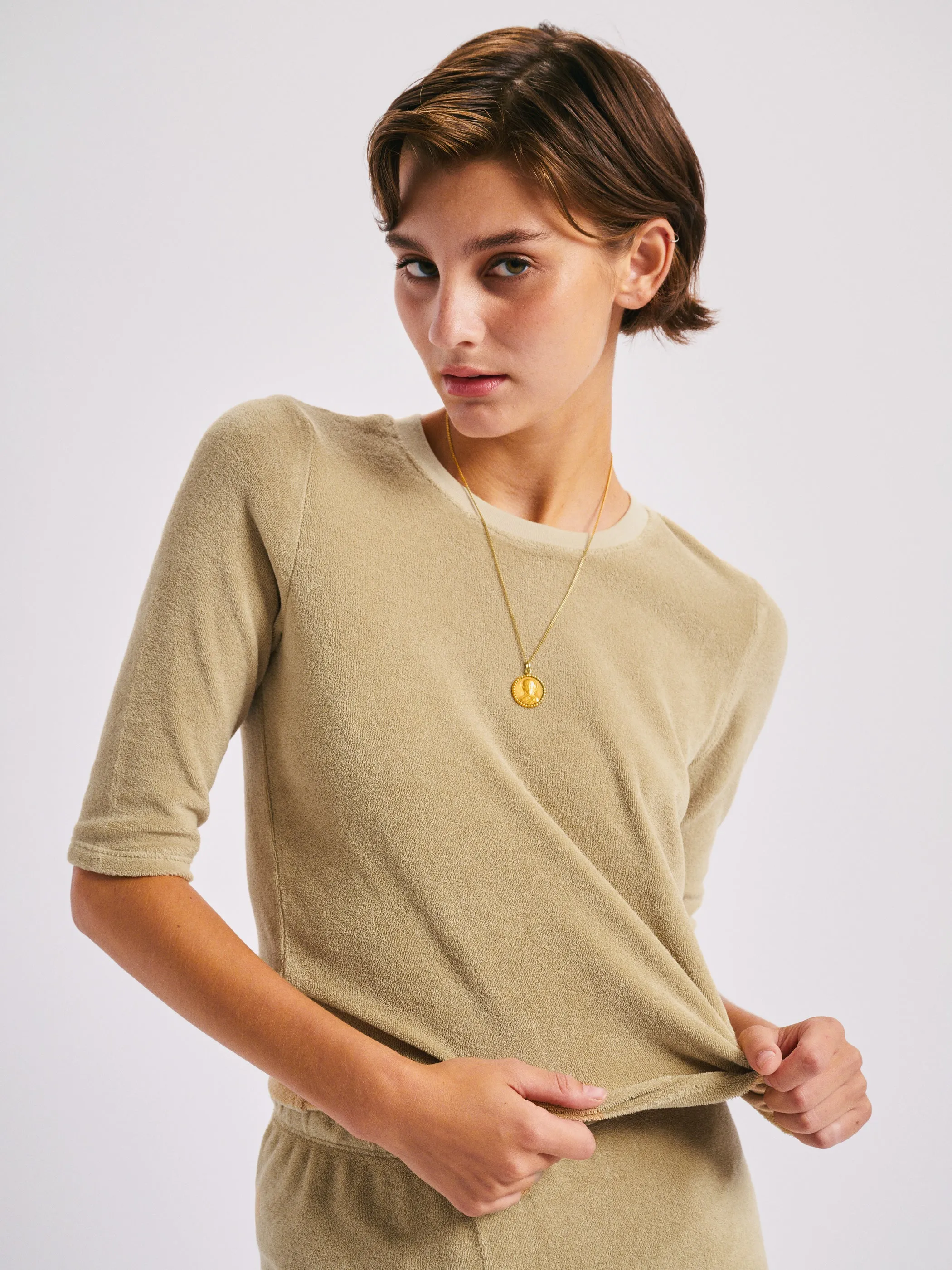 The Corfu Elbow Sleeve Crew in Terry