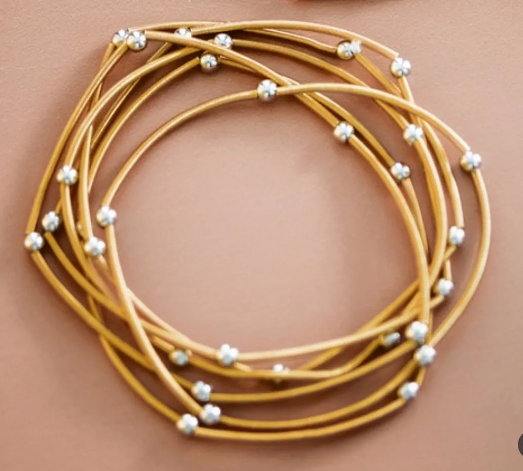 The Sasha Stretchy Layered Guitar String Bracelets Sets/gold