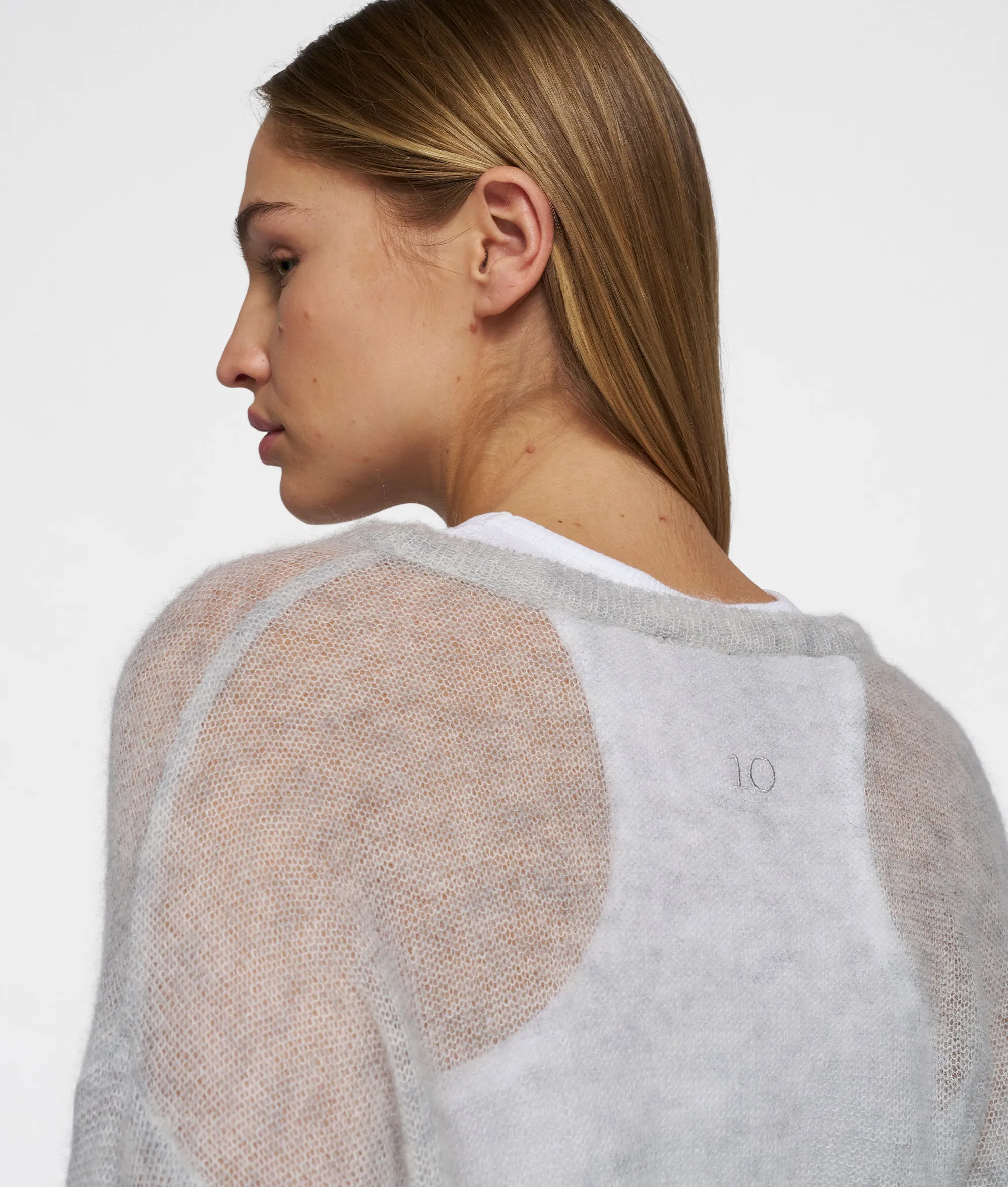 thin knit sweater | light grey melee