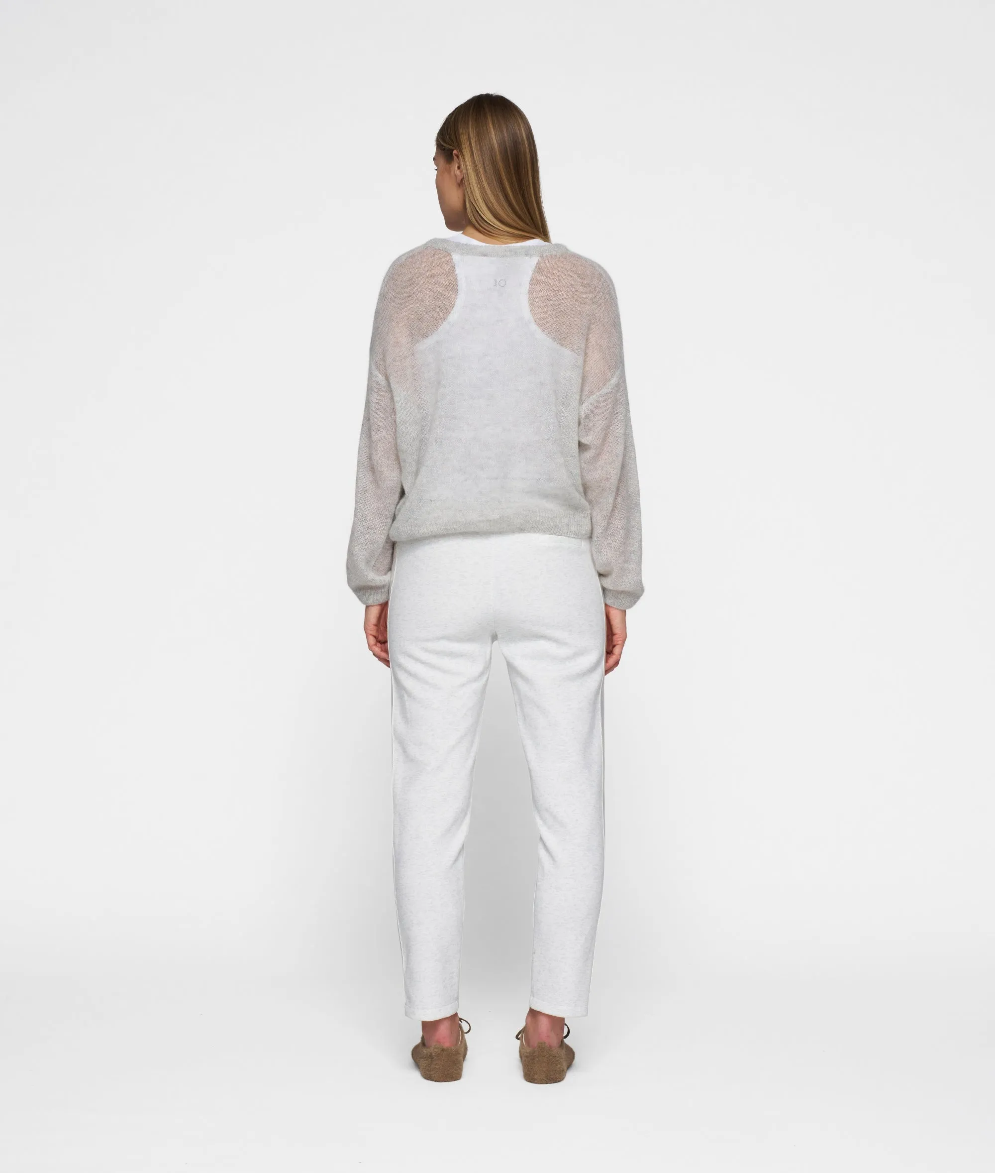 thin knit sweater | light grey melee