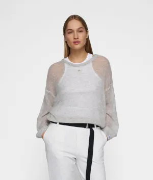 thin knit sweater | light grey melee