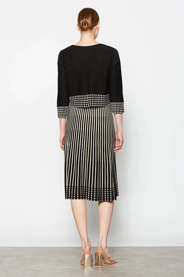 TWO-TONE JACQUARD CARDIGAN
