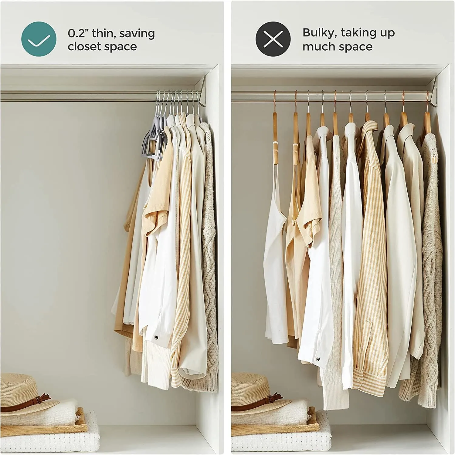 Tycom Clothes Hangers, Heavy Duty Durable Standard Clothes Hanger, Plastic Suit Coat Shirt Hangers, 50 PACK Space Saving Clothes Hanger with Rubber Coating 16.5Inches - 50pcs Dark Grey)