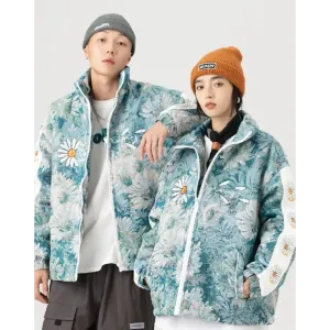 Unisex Daisy-Embroidered Jacket for Soft Girl and Soft Boy Aesthetic