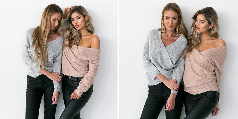 V Neck Sweater Loose Long Top Jumper