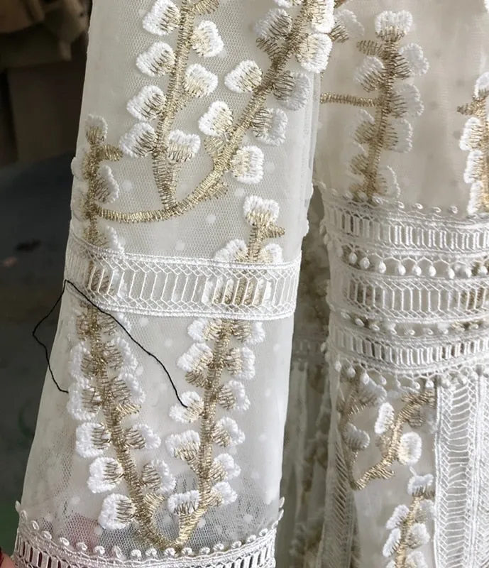 Vogue Flower Embroidery Short Party Dinner Dresses