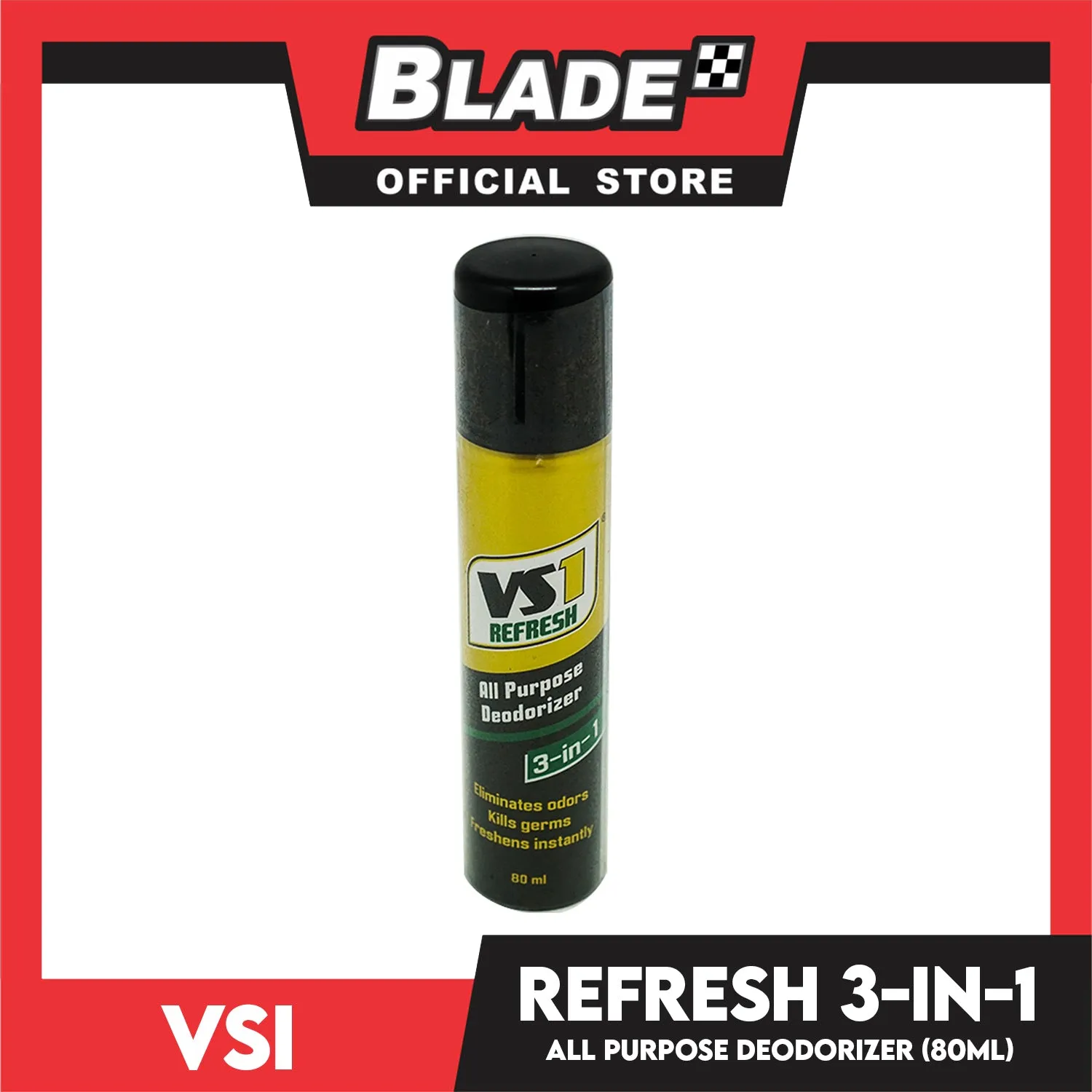 VS1 Refresh 3-in-1 All Purpose Deodorizer 80mL Eliminates Odor