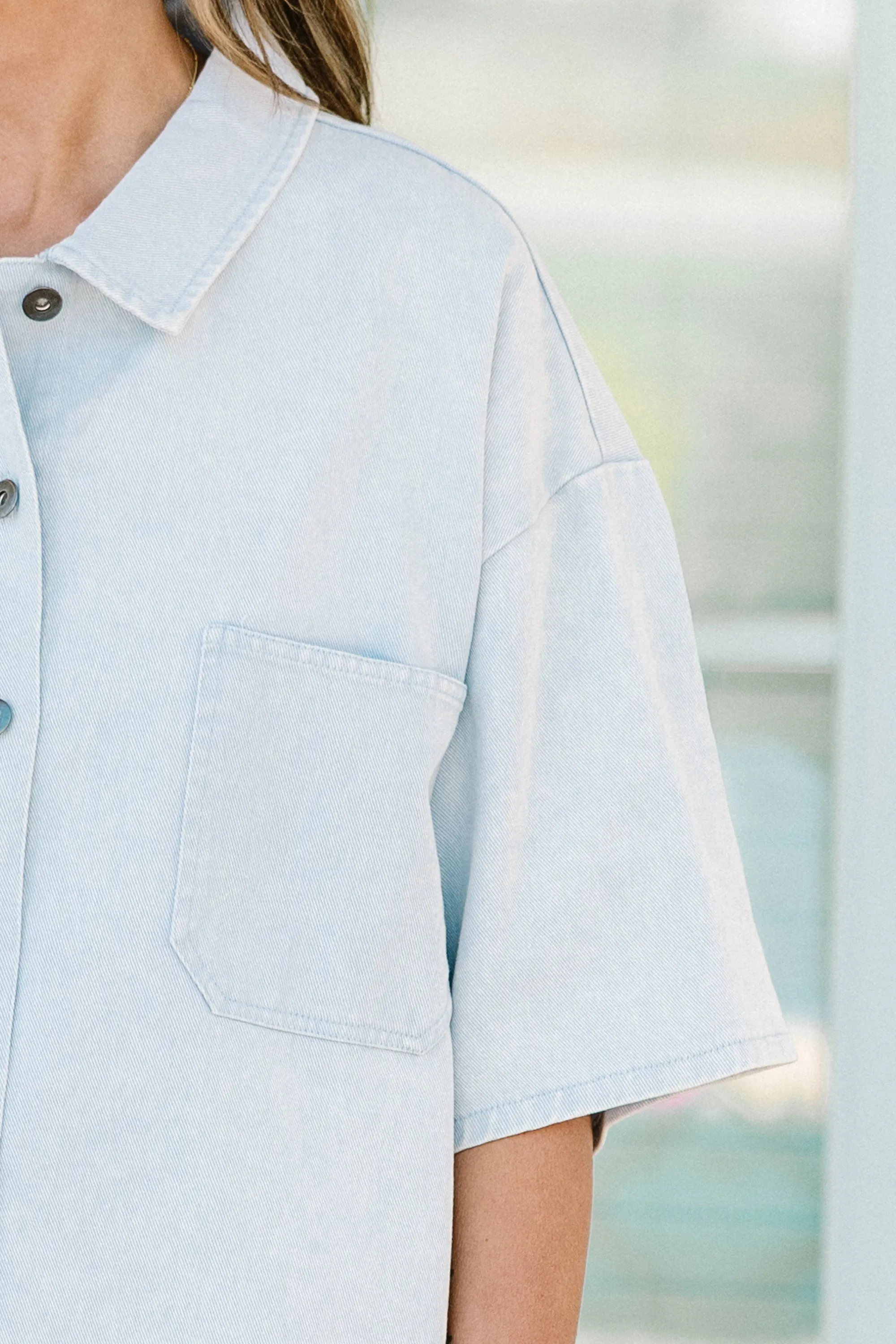 Wandering Through Life Top, Light Blue