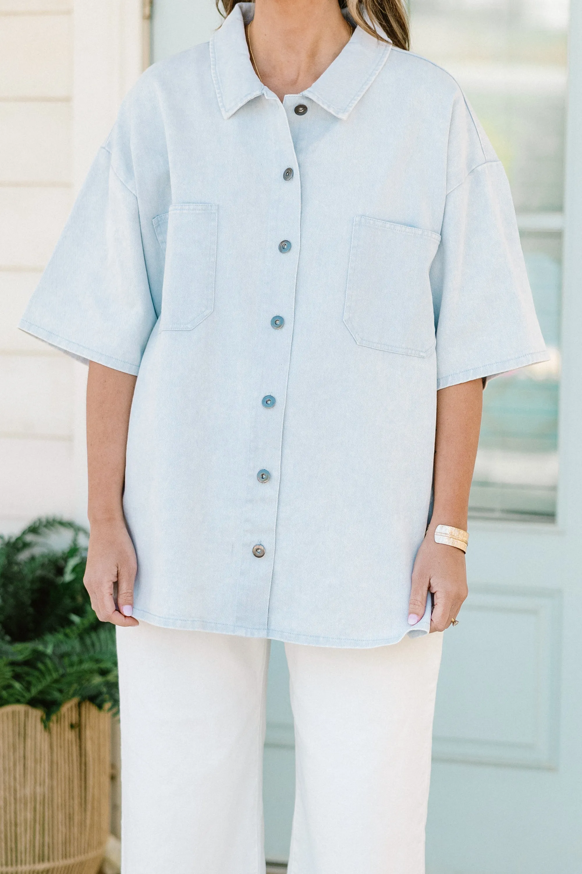 Wandering Through Life Top, Light Blue