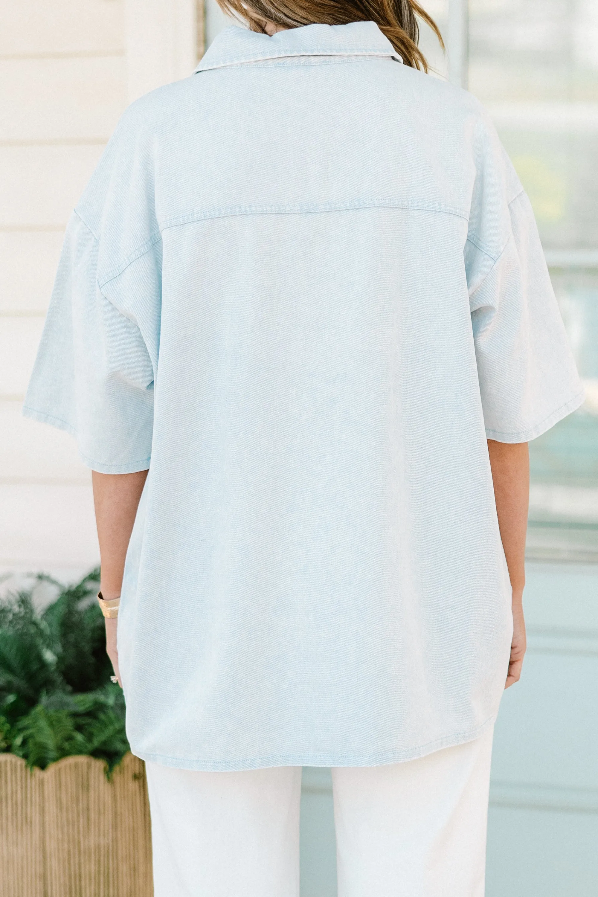 Wandering Through Life Top, Light Blue