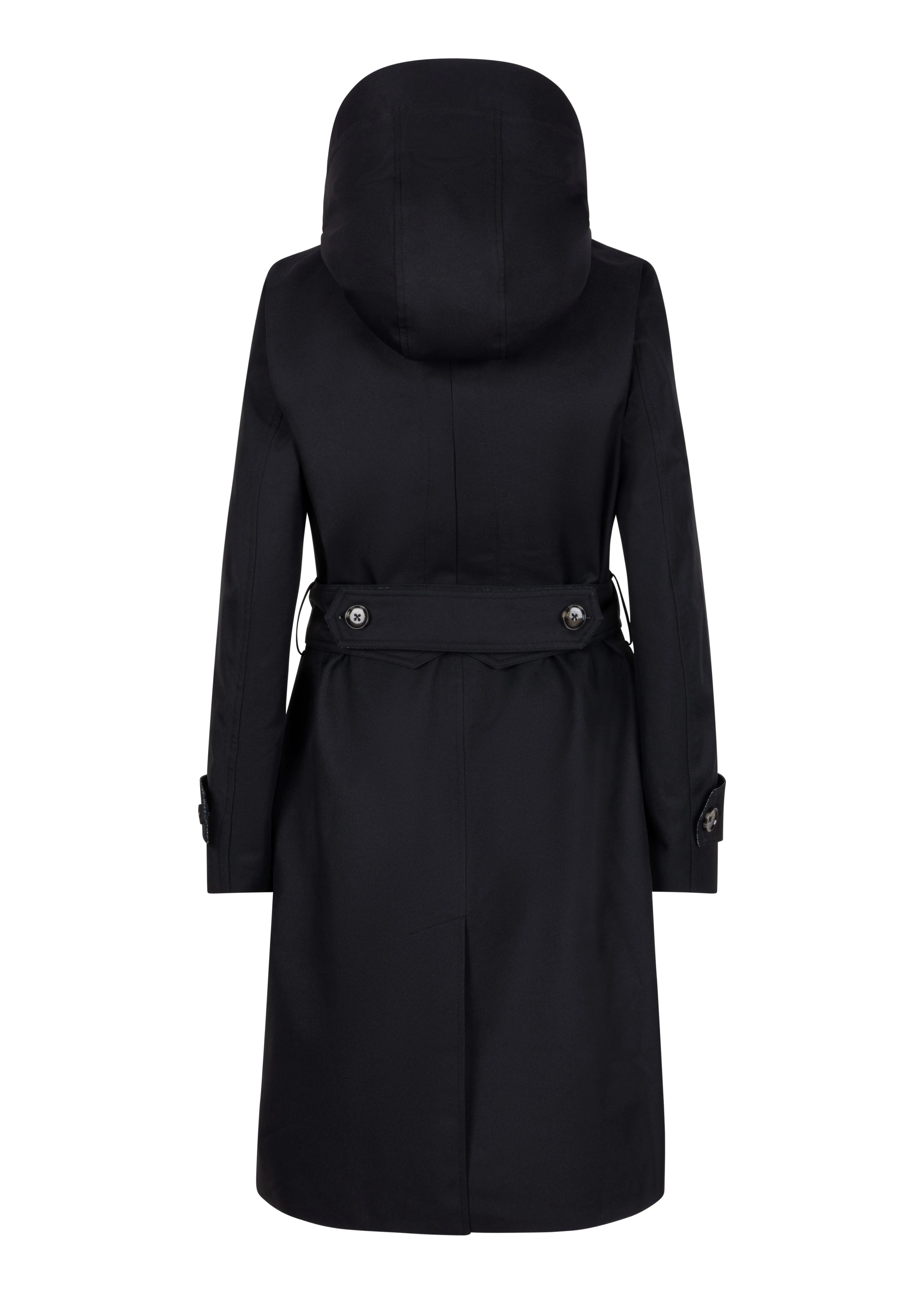 Waterproof Straight Fit Waistbelt Raincoat | Black Matte
