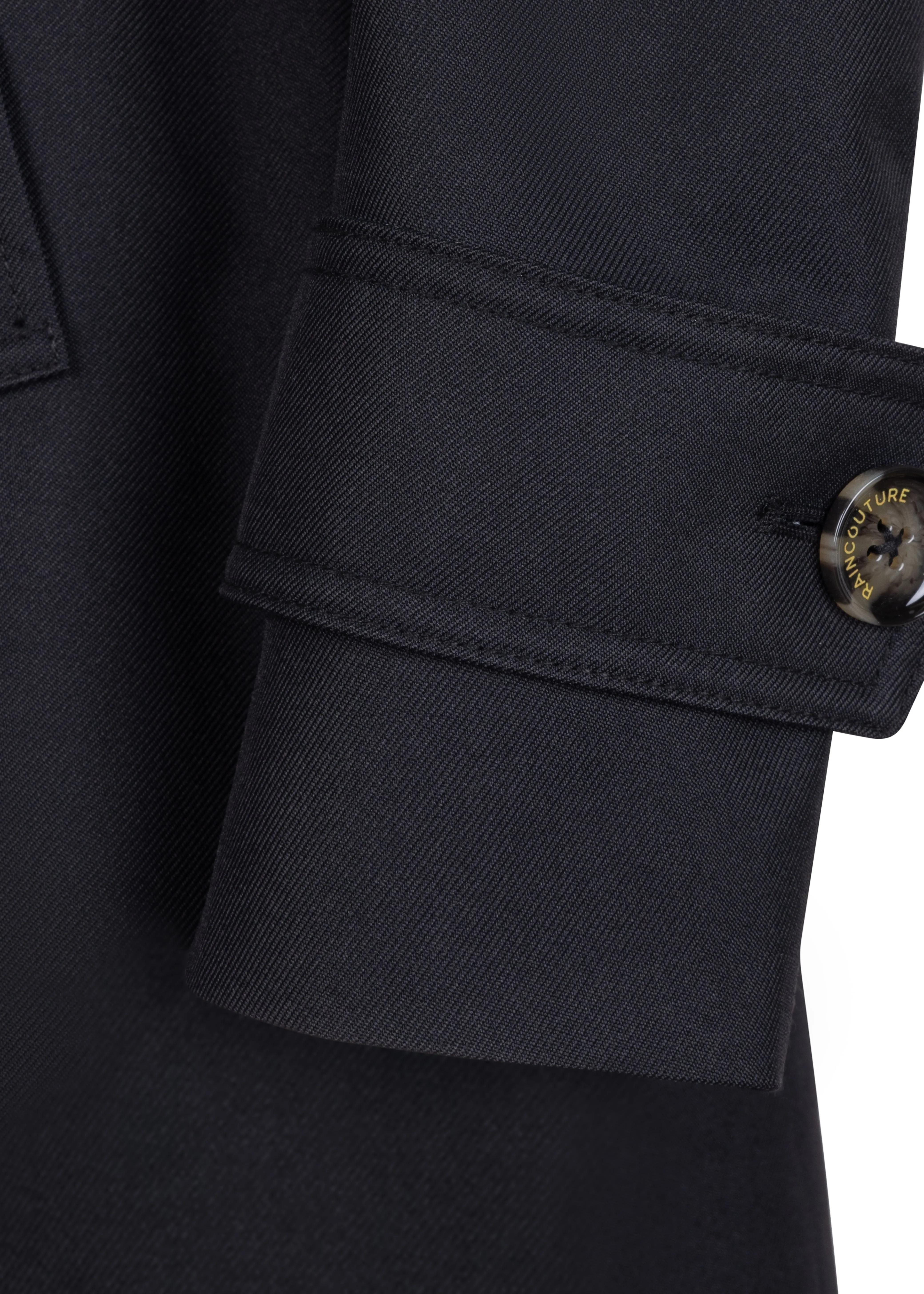 Waterproof Straight Fit Waistbelt Raincoat | Black Matte