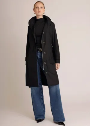 Waterproof Straight Fit Waistbelt Raincoat | Black Matte