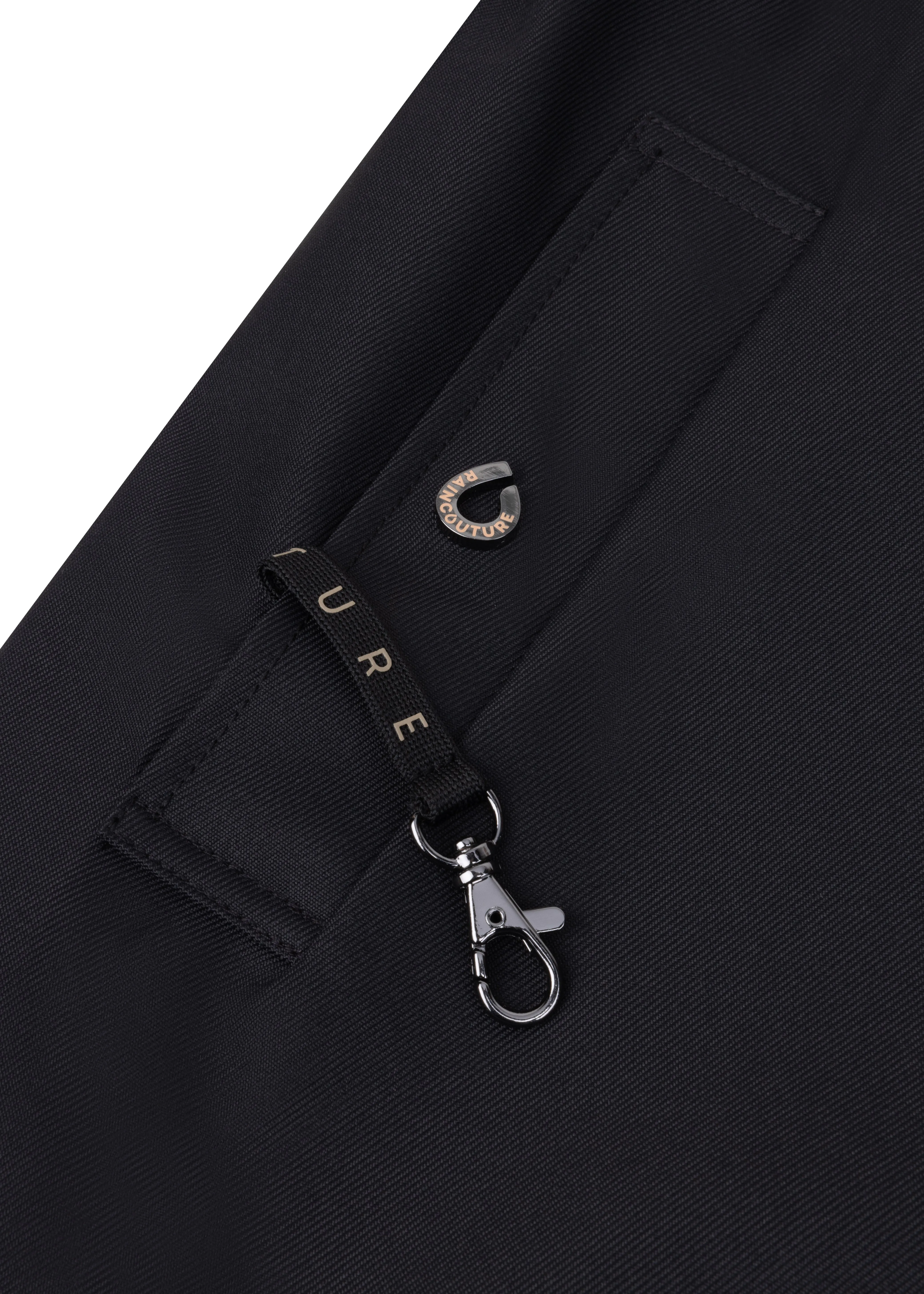 Waterproof Straight Fit Waistbelt Raincoat | Black Matte